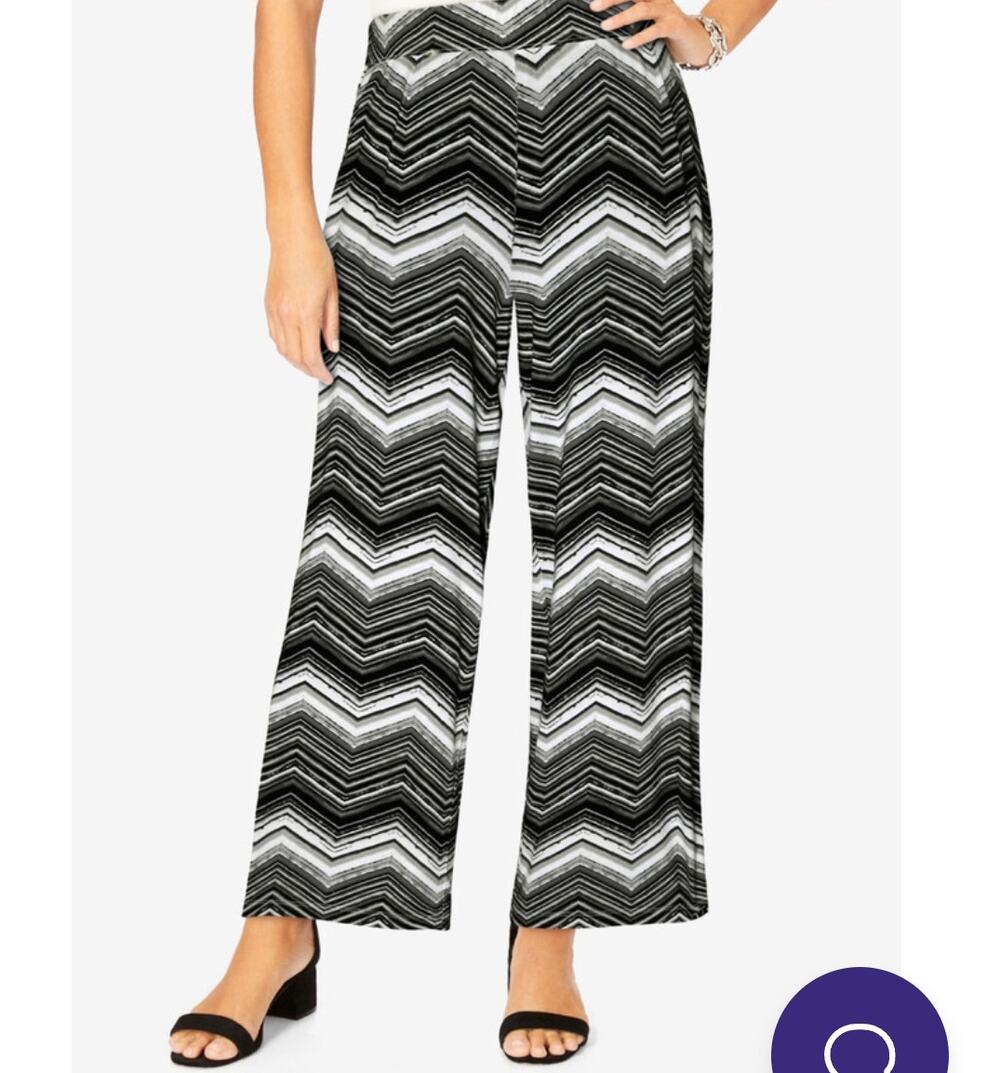 London Collection Wide Leg Chevron Pant Plus 18/20 22/24 Modern Stretch Lounge